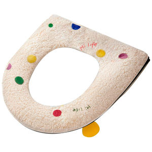 Housse de siège de toilette en laine d'agneau épaisse, coussin imperméable et chaud pour l'hiver, avec motif de points colorés, pour la salle de bain à domicile - Product Image 5
