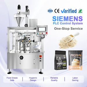 Machine d'emballage rotative à fermeture éclair haute vitesse pour sachets préformés Doypack, pour poudre de protéines, poudre de café, poudre de lait - Product Image 1