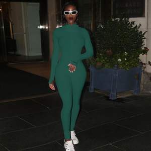 Tuta lavorata a maglia donna Zipper Yoga Fitness Workout ricamo <span class=keywords><strong>One</strong></span> <span class=keywords><strong>Piece</strong></span> Bodycon tuta pagliaccetti donna tuta <span class=keywords><strong>Sport</strong></span> 2022 - Product Image 4