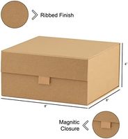 Mor Q el sanatları 1 paket kahverengi Kraft nervürlü sert hediye kutusu ile manyetik kapatma kapak 8x8x4 kare Favor kutuları ile klas nervürlü