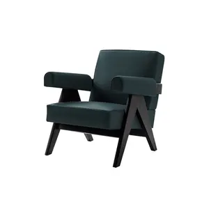 High Quality Ash Wood Open Black Lacquer Leisure Chair Office