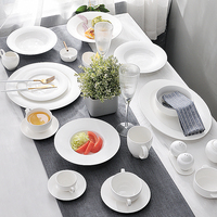 Vaisselle P&T Horeca, nouvelle vaisselle en porcelaine blanche à motif en filet, assiettes à dîner, assiettes à dessert, ensemble de vaisselle, assiette à gâteau