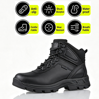 Bottes tactiques en cuir de vache pour hommes, imperméables avec semelle en caoutchouc pour la randonnée en plein air
