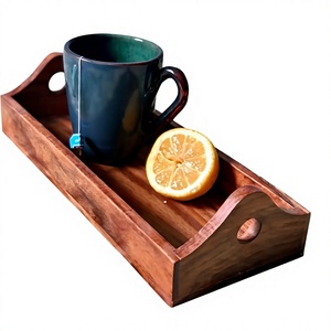 Plateau de service rectangulaire en bois d'acacia massif, design minimaliste, durable, fabricant de plateaux en acacia en gros - Product Image 1