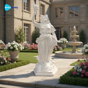 Statua della Dea Libertà in Granito Bianco Lucidato Intagliato a Mano, Design Europeo, <span class=keywords><strong>per</strong></span> Esterni, Chiese e Giardini - Product Image 3