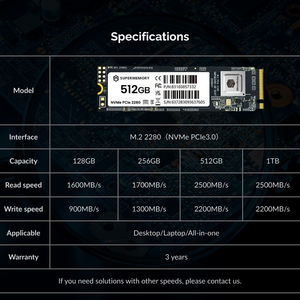 Shenzhen Fabrik Großhandel M.2 NVMe PCIe3.0 Gen4 NGFF 128GB 256GB SSD M2 Bis 1TB 512GB 2TB SSD Interne Festplatte - Product Image 4