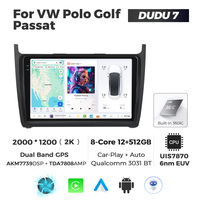 MEKEDE DUDU7 12+512G Autoradio GPS Navigation Écran 2K Android Auto Lecteur Multimédia pour VW Polo Golf Passat