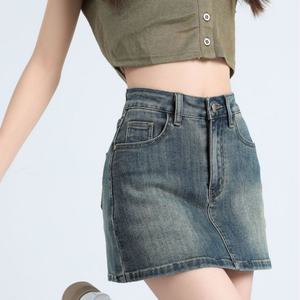 Minifalda Vaquera de Verano, Nueva, en Oferta, Diseño Moderno con Botones al Frente, Corte en A, Cintura Alta, Informal, para Mujer - Product Image 5