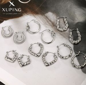 XUPING takı toptan tıknaz Hoop Huggie çiçek kalp kore geometrik 14k 18k moda paslanmaz çelik kadın küpe - Product Image 3