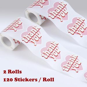 Pegatinas de Agradecimiento en Forma de Corazón Rosa, 2 Rollos para Pequeñas Empresas, 240 Piezas, Pegatinas de Sellado Autoadhesivas Personalizadas Grandes - Product Image 6