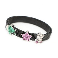 Bracelet en maille extensible de luxe personnalisé, bracelet élastique en gros, fait à la main, en acier inoxydable 316L, bracelet en maille extensible avec breloques