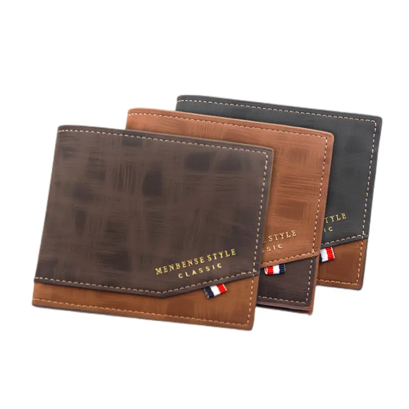 New design genuine leather wallet men purse leather men short wallet