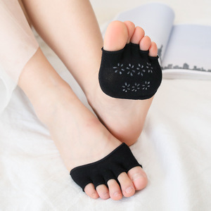 Nouvelle collection été : Chaussettes fines à cinq doigts pour femme, à talon haut, bout <span class=keywords><strong>ouvert</strong></span>, couleur unie, antidérapantes, absorbant la transpiration, usage quotidien - Product Image 2