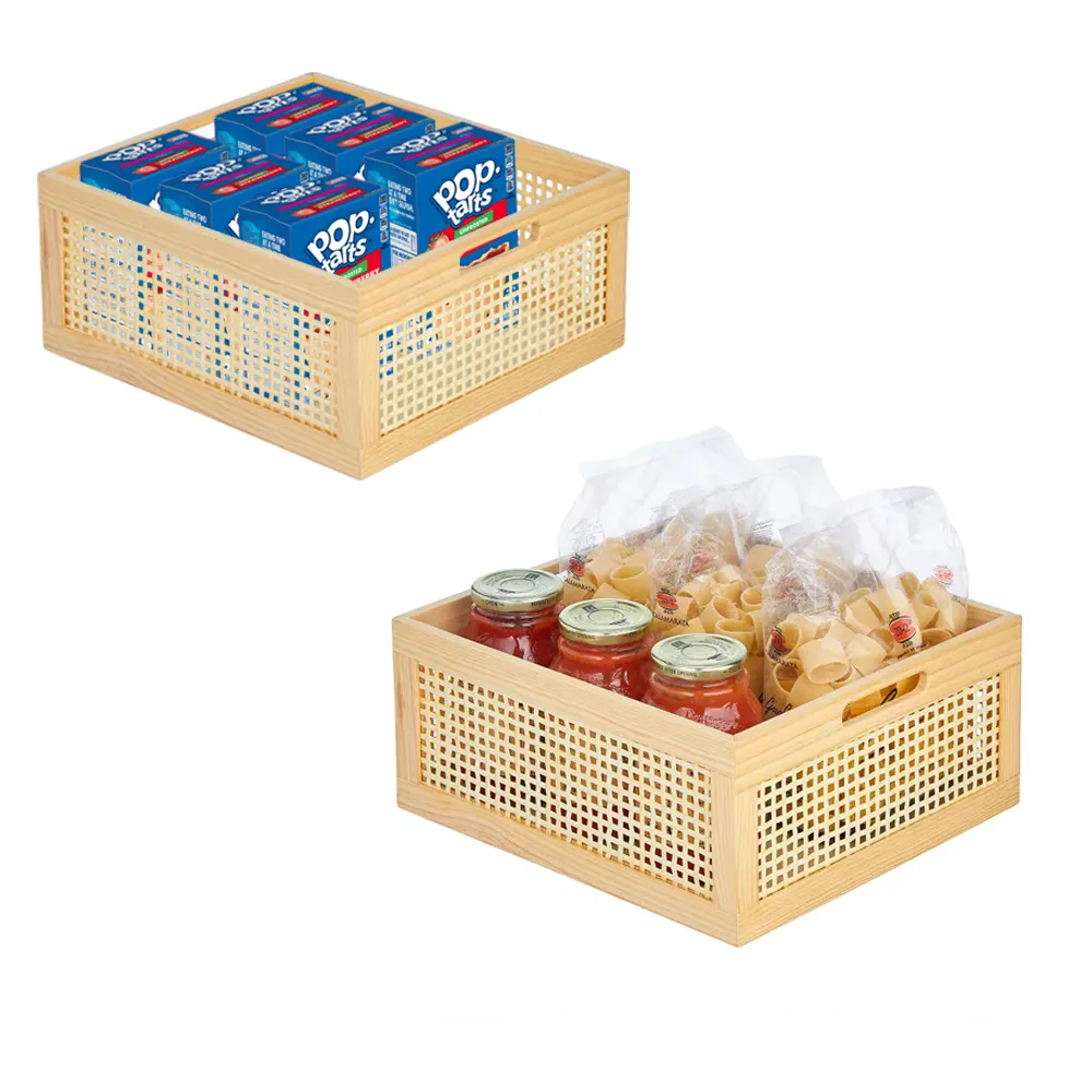 Thiên nhiên tre gỗ nhà loại vừa thông thùng gỗ lưu trữ Organizer bin Set