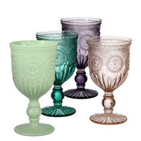 Samlife-RW19011 Verres à vin texturés vintage en verre coloré gaufré rétro personnalisés en gros