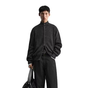 <span class=keywords><strong>Cardigan</strong></span> Lavorato a Maglia con Doppia Cerniera <span class=keywords><strong>Grigio</strong></span> da <span class=keywords><strong>Uomo</strong></span> Ottoknit Servizio di Design Personalizzato per Felpe e Abbigliamento Esterno - Product Image 1