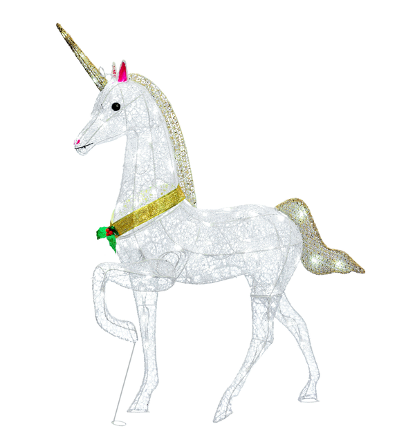 Customized White Unicorn LED Night Light Glowing Soft Toy IP65 Christmas Animal Horse Plush with Glitter Effect