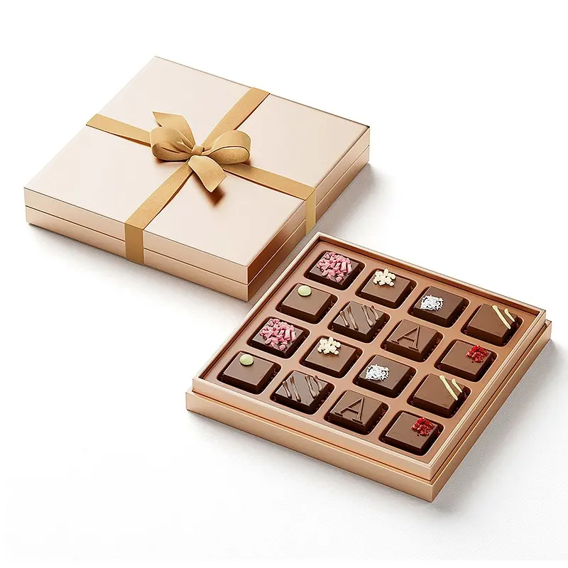 Papiers choko laden verpackung Geschenk boxen mit Teiler karton Kunden spezifische leere Hochzeits schokoladen schachteln