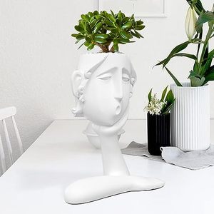 Maceta facial Maceta Suculenta Maceta Cabeza Maceta Resina única <span class=keywords><strong>Macetas</strong></span> <span class=keywords><strong>pintadas</strong></span> a mano <span class=keywords><strong>con</strong></span> orificio de drenaje - Product Image 5