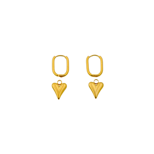 Boucles d'oreilles pendantes tendance en acier inoxydable 316L plaqué or PVD avec breloque cœur, bijoux élégants pour femmes - Product Image 1