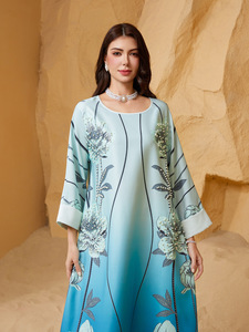 Vestido con cuentas estampado de cuello redondo para mujer musulmana de comercio electrónico transfronterizo Real Shot - Product Image 6