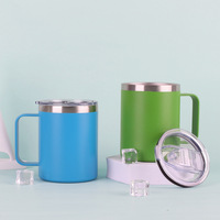 Gobelet de voyage isotherme à double paroi Emerit Custom 2026 de 12 oz avec couvercle coulissant, en acier inoxydable 304, tasse à café isolée avec poignée