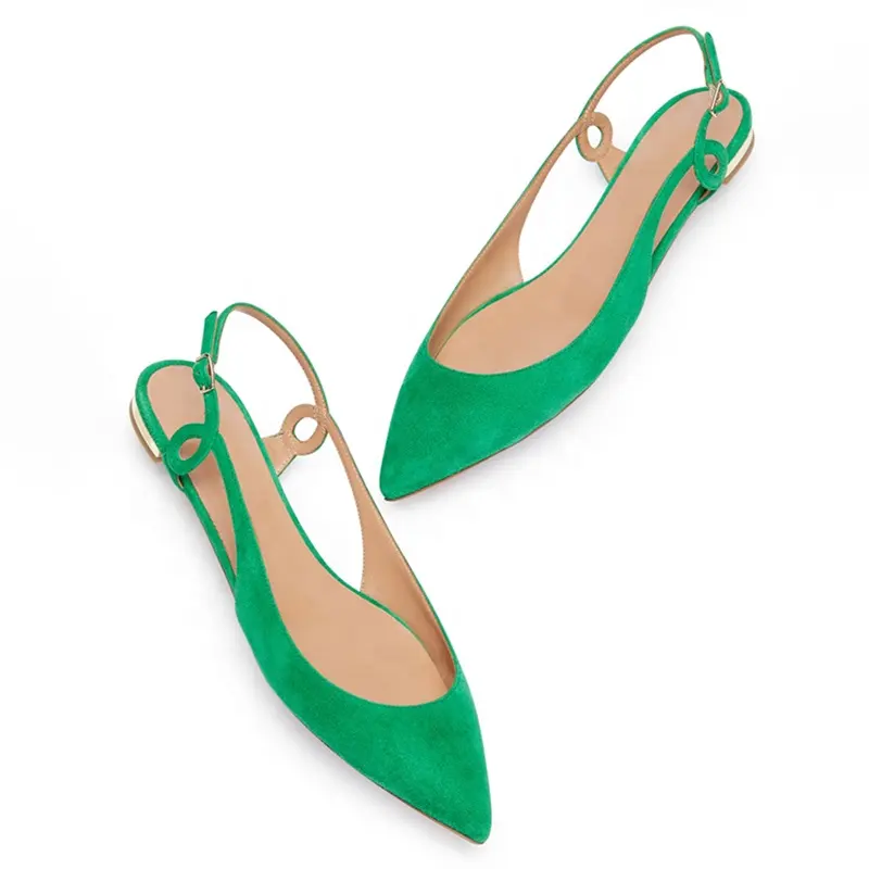 2020 Taillingjia Flat Shoes Loafers Ballet Flats Green Classic Pointed Toe Faux Suede Ladies Women Casual Summer Large Size