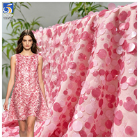Tissu en Chiffon YX1527 Bicolore avec Broderie de Paillettes 3D Rondes de 15 mm et Détails de 1 mm pour la Confection de Vêtements