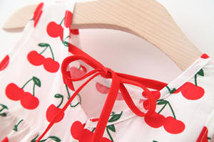 Ropa para Bebés, Conjuntos para Niñas Pequeñas, Vestidos con Estampado de Cerezas y Sombrero, Venta al por Mayor en China - Product Image 2