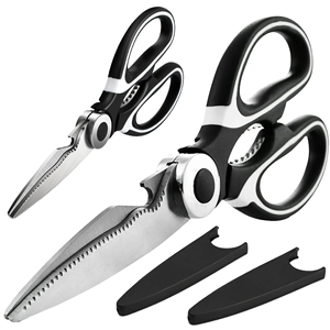 Heavy Duty Stainless Steel Serrated Edge Silver+Black Plastic Handle DIY Multifunction Professional <b>Kitchen</b> Seafood <b>Scissors</b> 1 - Product Image 1