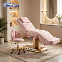 Lit de massage électrique moderne pliable à 4 moteurs pour salon de beauté et spa, éponge haute densité, cuir PU réglable, commande au pied