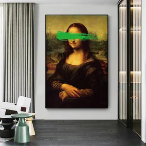 La Mona Lisa <span class=keywords><strong>de</strong></span> Leonardo <span class=keywords><strong>Da</strong></span> <span class=keywords><strong>Vinci</strong></span>, Reproducciones <span class=keywords><strong>de</strong></span> Pinturas en Lienzo, Cubre Ojos, Divertidas Cuadros Decorativos para Pared - Product Image 1
