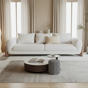 Divano in Legno Massello Stile Nordico di Lusso 2025 con Rivestimento in Tessuto, Arredamento Confortevole per <span class=keywords><strong>Soggiorno</strong></span> - Product Image 5