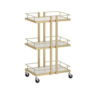 Meilleure Vente Chariot de Salon de Beauté Luxe Or et Argent, Chariot de Rangement Mobile en Métal pour Outils de Manucure, Nail Art et Broderie de Cils - Product Image 5