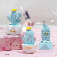 Mini figurine en résine de cactus succulent pour décorations paysagères, mini-plantes en pot macaron, ornements, accessoires de bricolage