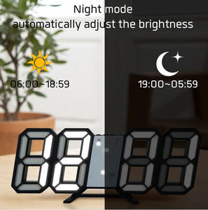 2024 novedad Color lámpara Led alarma Snooze dígitos reloj despertador de pared números 3D reloj de mesa - Product Image 2
