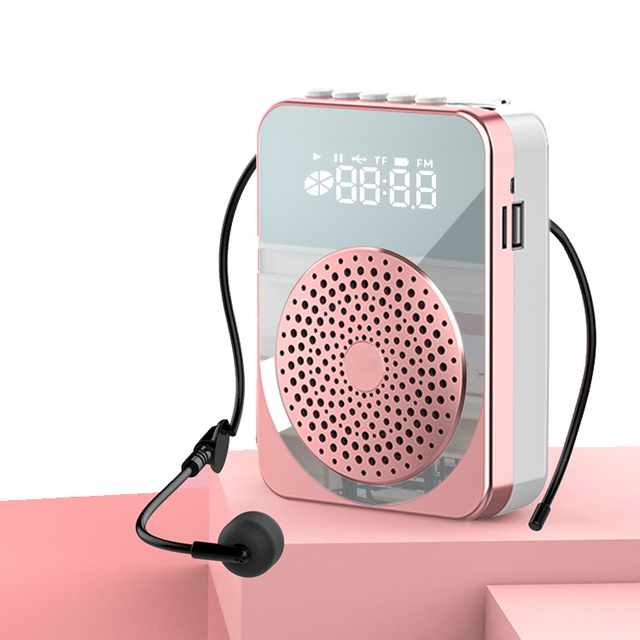 2021 Fashionable Mini Portable Speaker for Teachers, LED Mirror Display Rechargeable Wired Voice Amplifier Speaker