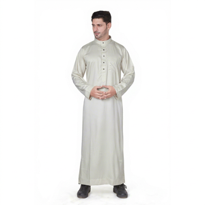 Qamis Saoudien Premium Blanc Ivoire pour Hommes, à Manches Longues, avec Col Montant et Poche Poitrine, pour Acheteurs du Moyen-Orient - Product Image 1