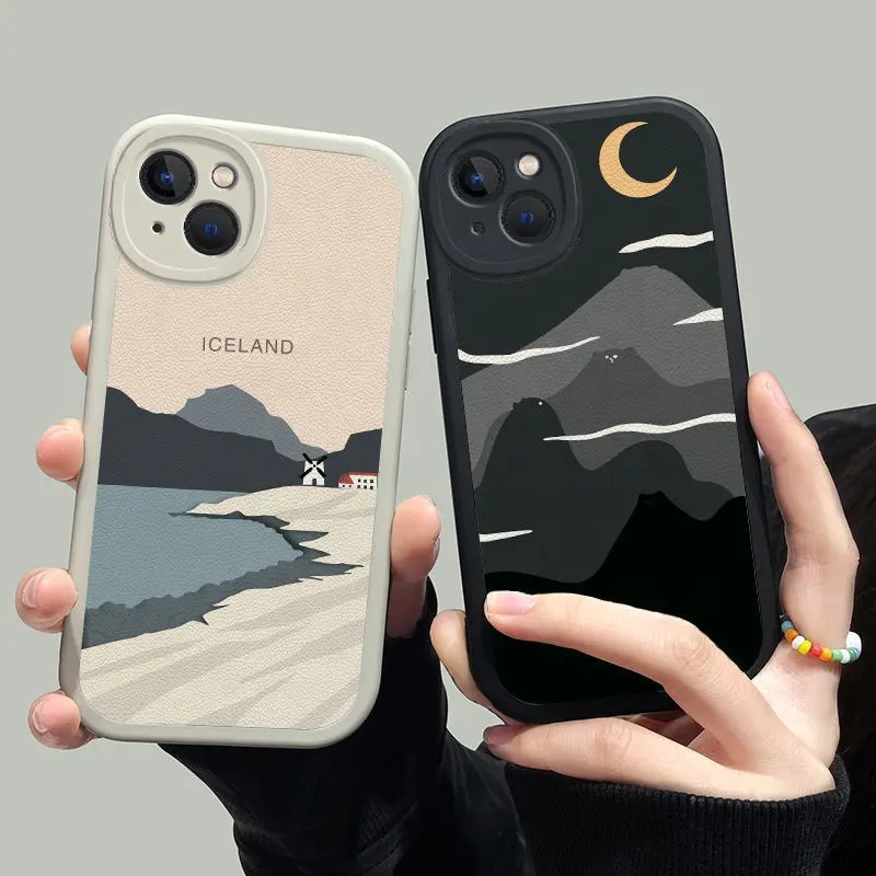 Aesthetic Snow Mountain Luxury Clear Soft Silicone Shockproof Cover Transparent Phone Case For iPhone 13 12 11 Pro Max X XR XS