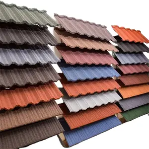 Modern Design Coated Bond Stone Roof Tiles Durable Black Gray Colorful Stone Tiles Hot Selling Plain Roof Tiles Graphic Design
