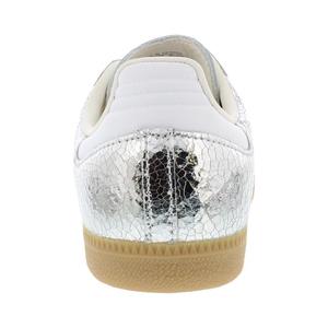 Scarpe Adidas Samba in Pelle da Donna, Argento Metallizzato e Bianco Core, Stile Walking - Product Image 3