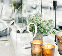 Numéros de table modernes en acrylique transparent, écologiques, imprimés UV, en forme d'arche, pour mariages, avec support de signalisation pour table