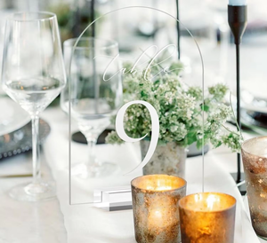 Hiện đại trong suốt <span class=keywords><strong>Acrylic</strong></span> đứng vòm hình Bảng số cho đám cưới trong suốt bảng Top dấu hiệu đứng - Product Image 4