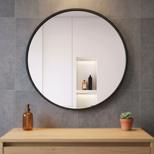 Round Wall <b>Mirror</b> 6mm Glass Minimalist Design Framed Edge Bathroom Decor - Product Image 5