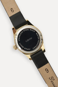 Reloj de Pulsera Pequeño Dorado y Negro GBHW, Elegante Reloj de Cuarzo de Lujo, Reloj Analógico Informal de Negocios con Diseño de Correa de Cuero Genuino - Product Image 4