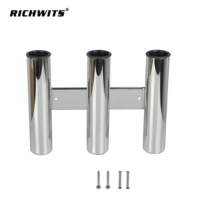 RICHWITS Porte-cannes à pêche en acier inoxydable 304 de qualité marine à 3 tubes, fixation latérale pour yacht, bateau rapide, kayak