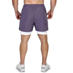 High Quality Custom logo Double <b>Layer</b> Lightweight Athletic Compression Liner Training Workout 2 in 1 Men Gym Running Shorts - Product Image 4