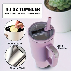 Vaso Térmico de Viaje de Acero Inoxidable de 40oz con Asa Gran Capacidad Doble Pared Aislado a Prueba de Fugas Taza Plegable <span class=keywords><strong>para</strong></span> Café y <span class=keywords><strong>Agua</strong></span> - Product Image 4