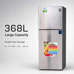 Frigorifero a <span class=keywords><strong>Doppia</strong></span> <span class=keywords><strong>Porta</strong></span> da 368L a Basso Consumo Energetico, Silenzioso con Congelatore Superiore per Casa e Cucina Familiare - Product Image 1