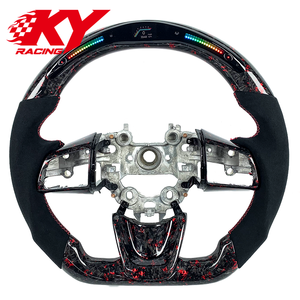 Volante deportivo de carreras personalizado, forjado en fibra de carbono, con LED, indicador de RPM y cuero, apto para Kia Stinger GT - Product Image 1